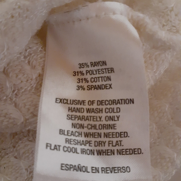 Maison Jules Cowel Neck Sweater Waffle Knit Lace Detail Ivory Cream - Picture 3 of 6